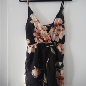 Black floral romper